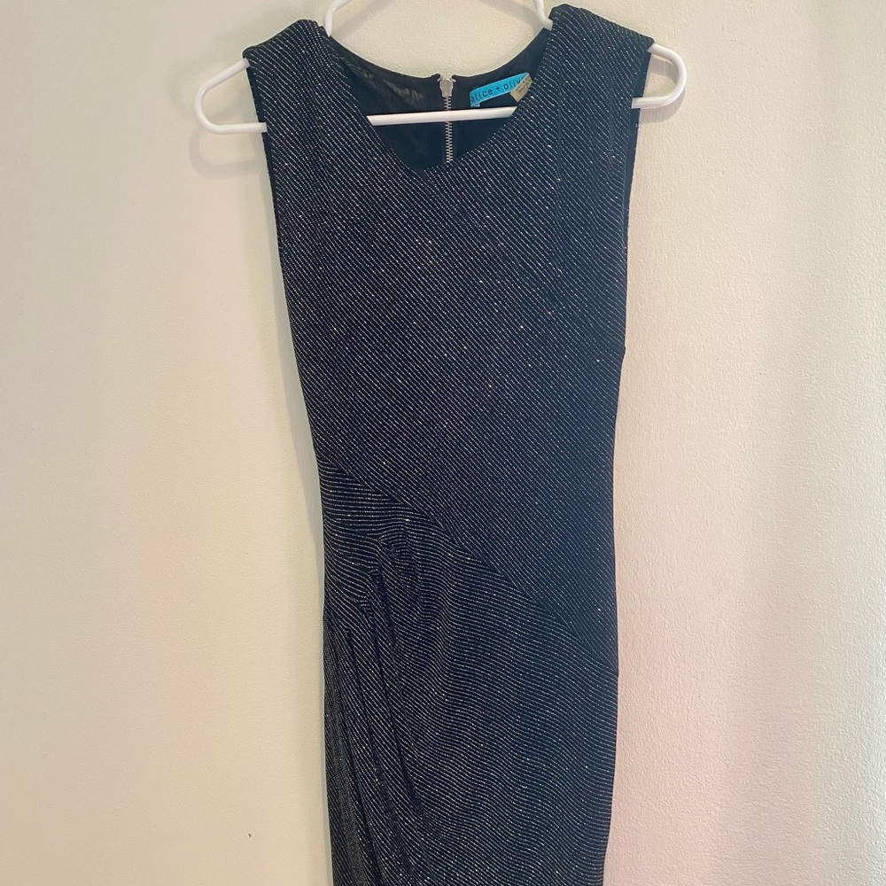 Alice and Olivia Fitted Dress in Black Sparkle